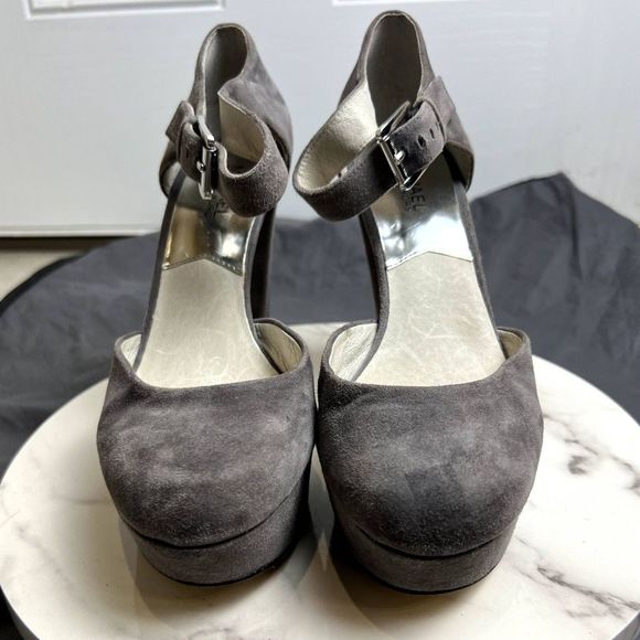 Michael Michael Kors Haven Ankle Strap Dark Slate Suede Platform SZ 10M:NWOT - Picture 3 of 16